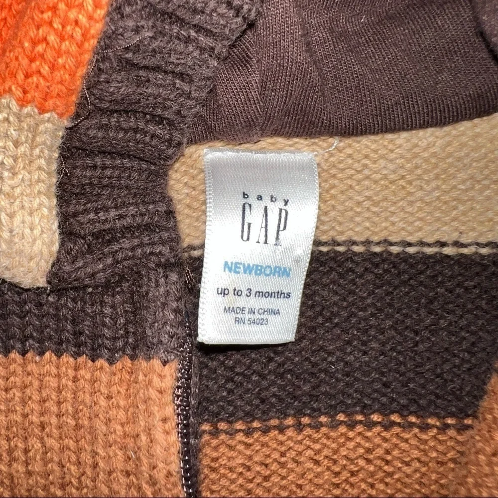 GAP Autumn Striped Zipper Sweater (0-3 mos)